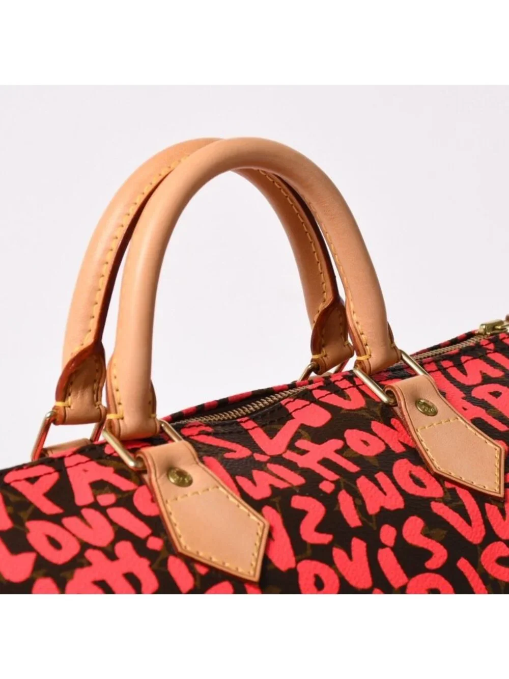 Louis Vuitton Monogram Graffiti Speedy 30 Handbag Pink Vachetta Leather